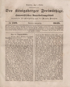 Der Königsberger Freimüthige, Nr. 120 Sonnabend, 7 Oktober 1848