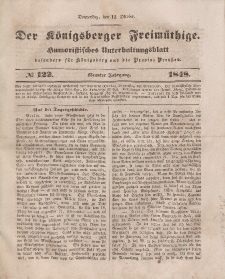 Der Königsberger Freimüthige, Nr. 122 Donnerstag, 12 Oktober 1848