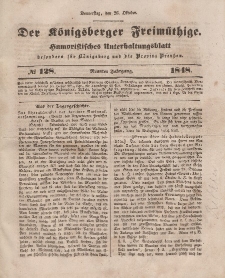 Der Königsberger Freimüthige, Nr. 128 Donnerstag, 26 Oktober 1848