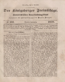 Der Königsberger Freimüthige, Nr. 131 Donnerstag, 2 November 1848