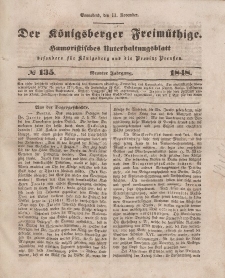 Der Königsberger Freimüthige, Nr. 135 Sonnabend, 11 November 1848