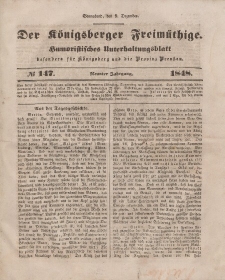 Der Königsberger Freimüthige, Nr. 147 Sonnabend, 9 Dezember 1848