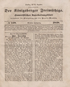 Der Königsberger Freimüthige, Nr. 148 Dienstag, 12 Dezember 1848