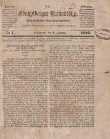 Der Königsberger Freimüthige, Nr. 1 Sonnabend, 3 Januar 1846