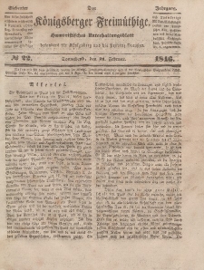 Der Königsberger Freimüthige, Nr. 22 Sonnabend, 21 Februar 1846