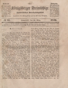Der Königsberger Freimüthige, Nr. 31 Sonnabend, 14 März 1846