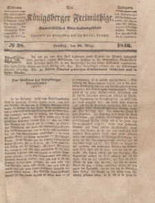 Der Königsberger Freimüthige, Nr. 38 Dienstag, 31 März 1846