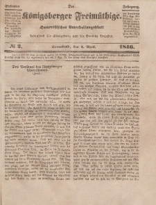 Der Königsberger Freimüthige, Nr. 2 Sonnabend, 4 April 1846