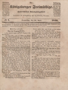 Der Königsberger Freimüthige, Nr. 7 Donnerstag, 16 April 1846