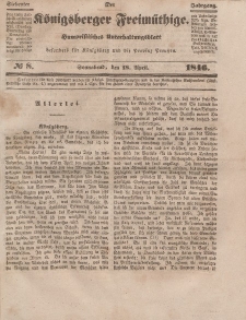 Der Königsberger Freimüthige, Nr. 8 Sonnabend, 18 April 1846