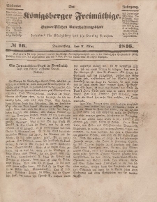 Der Königsberger Freimüthige, Nr. 16 Donnerstag, 7 Mai 1846