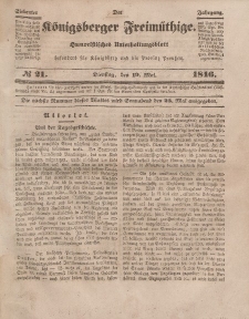 Der Königsberger Freimüthige, Nr. 21 Dienstag, 19 Mai 1846