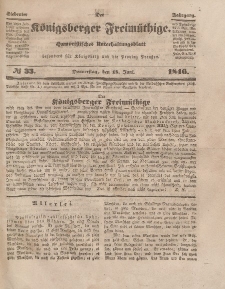 Der Königsberger Freimüthige, Nr. 33 Donnerstag, 18 Juni 1846