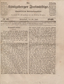 Der Königsberger Freimüthige, Nr. 37 Sonnabend, 27 Juni 1846