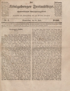 Der Königsberger Freimüthige, Nr. 1 Donnerstag, 2 Juli 1846