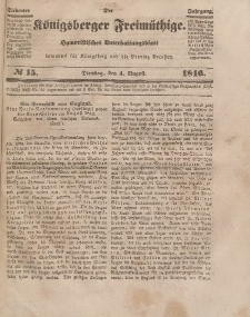 Der Königsberger Freimüthige, Nr. 15 Dienstag, 4 August 1846