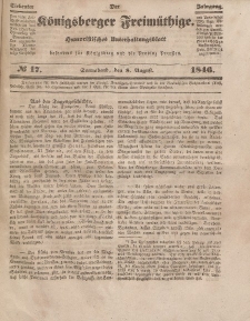 Der Königsberger Freimüthige, Nr. 17 Sonnabend, 8 August 1846