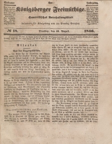 Der Königsberger Freimüthige, Nr. 18 Dienstag, 11 August 1846