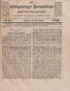 Der Königsberger Freimüthige, Nr. 21 Dienstag, 18 August 1846