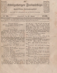 Der Königsberger Freimüthige, Nr. 23 Sonnabend, 22 August 1846