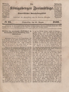 Der Königsberger Freimüthige, Nr. 25 Donnerstag, 27 August 1846