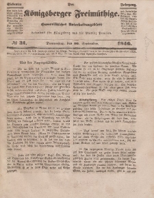 Der Königsberger Freimüthige, Nr. 31 Donnerstag, 10 September 1846