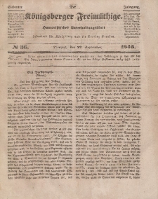 Der Königsberger Freimüthige, Nr. 36 Dienstag, 22 September 1846