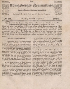Der Königsberger Freimüthige, Nr. 39 Dienstag, 29 September 1846