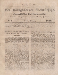 Der Königsberger Freimüthige, Nr. 1 Donnerstag, 1 Oktober 1846