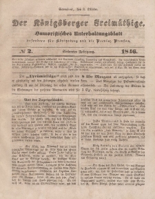 Der Königsberger Freimüthige, Nr. 2 Sonnabend, 3 Oktober 1846