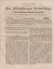 Der Königsberger Freimüthige, Nr. 6 Dienstag, 13 Oktober 1846