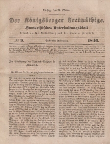 Der Königsberger Freimüthige, Nr. 9 Dienstag, 20 Oktober 1846