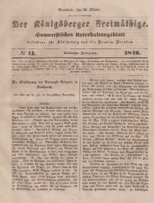Der Königsberger Freimüthige, Nr. 11 Sonnabend, 24 Oktober 1846