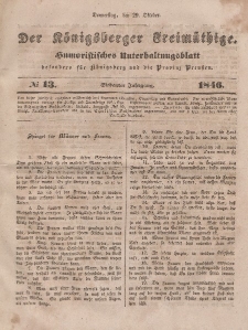 Der Königsberger Freimüthige, Nr. 13 Donnerstag, 29 Oktober 1846