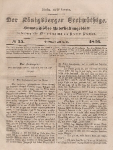 Der Königsberger Freimüthige, Nr. 15 Dienstag, 3 November 1846