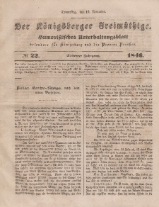 Der Königsberger Freimüthige, Nr. 22 Donnerstag, 19 November 1846