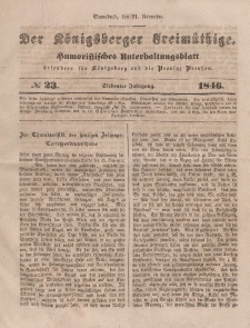 Der Königsberger Freimüthige, Nr. 23 Sonnabend, 21 November 1846