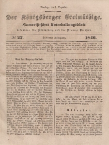 Der Königsberger Freimüthige, Nr. 27 Dienstag, 1 Dezember 1846
