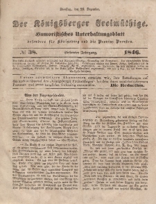 Der Königsberger Freimüthige, Nr. 38 Dienstag, 29 Dezember 1846