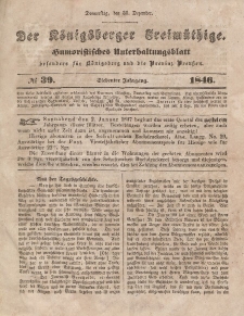 Der Königsberger Freimüthige, Nr. 39 Donnerstag, 31 Dezember 1846