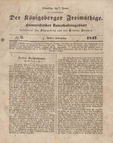 Der Königsberger Freimüthige, Nr. 3 Donnerstag, 7 Januar 1847