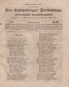 Der Königsberger Freimüthige, Nr. 4 Sonnabend, 9 Januar 1847