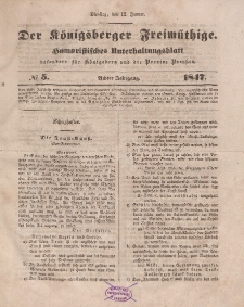 Der Königsberger Freimüthige, Nr. 5 Dienstag, 12 Januar 1847