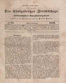 Der Königsberger Freimüthige, Nr. 13 Sonnabend, 30 Januar 1847