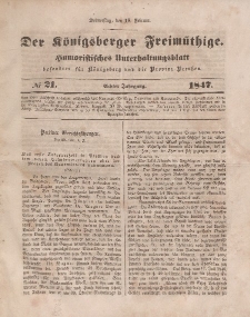 Der Königsberger Freimüthige, Nr. 21 Donnerstag, 18 Februar 1847