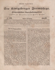 Der Königsberger Freimüthige, Nr. 22 Sonnabend, 20 Februar 1847
