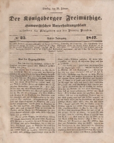 Der Königsberger Freimüthige, Nr. 23 Dienstag, 23 Februar 1847