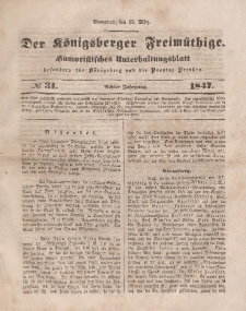 Der Königsberger Freimüthige, Nr. 31 Sonnabend, 13 März 1847