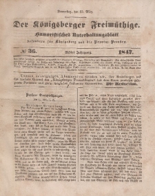Der Königsberger Freimüthige, Nr. 36 Donnerstag, 25 März 1847