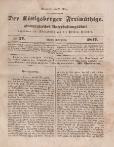 Der Königsberger Freimüthige, Nr. 37 Sonnabend, 27 März 1847